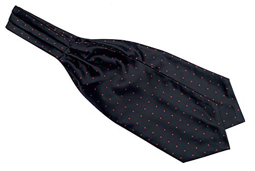 Secdtie Men's Black Red Polka Dot Silk Cravat Woven Classic Fashion Ascot 15
