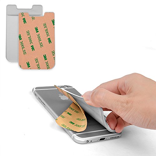 Phone Card Holder, COCASES Stick On Wallet Stretchy Lycra Strong 3M Adhesive Ultra Slim Credit Card Holder Pouch for Phone (Black and Black) - Thumbnail 6