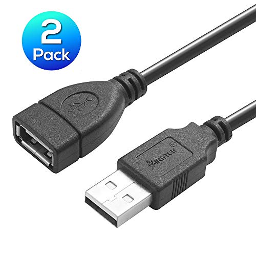 Insten [2-Pack] USB 2.0 Extension Cable - A Male to A Female M/F Extender Cord - 25 Feet 25 ft (7.62 Meters Long) High Speed, Black