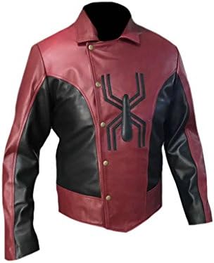 Coolhides Men's Fashion Spider Leather Jacket Sheep Burgundy X-Large