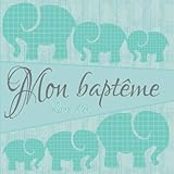 Mon baptême: Livre d'or I Félicitations et Jolis Souvenirs I Eléphant Famille turquoise I Baptém by 