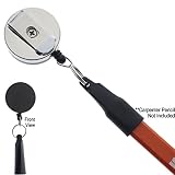 2 Pack - Heavy Duty Retractable Pull Pen & Pencil Holder - Ideal Grip for Markers & Carpenter Pencils - Features a Thicker Nylon Cable, Self Retracting Reel & Tight Metal Belt Clip by Reel-N-Rite(TM)