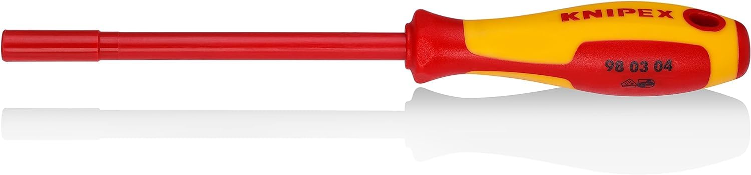 KNIPEX Nut Driver with Screwdriver Handle Insulated with Multi-Component Grips, VDE-Tested 232 mm, 98 03 04