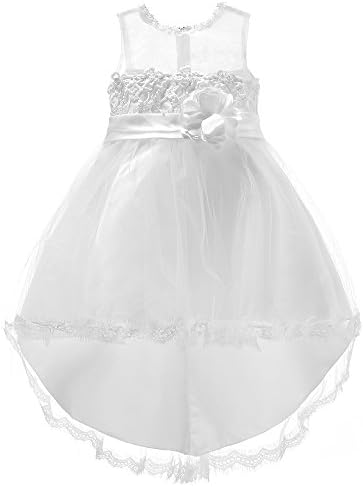 Vichidary Girl Dovetail Embroidered Tulle Lace Flower Bridesmaid Gown Dress For Party Wedding VY002 (8-9 Years)