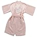 Joytton Girl's Satin Kimono Robe with Embroidered Flower Girl(6,Light Pink)