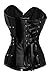 Charmian Women's Gothic Punk Satin Boned Zipper Overbust Corset Top with Buckles