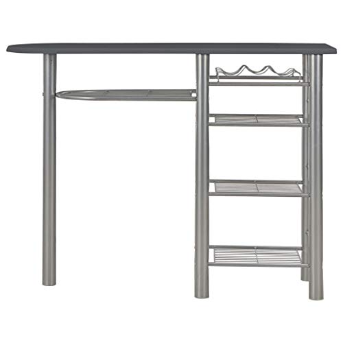 Tidyard Bartisch 3-teilige Barset Esstisch Stehtisch Bistrotisch Mit 2 Klappstühle Sitzgruppe,Tisch mit 4 Regalen und einem Weinregal,Bistroset Bargruppe Küchenbar aus Holz & Stahl,Schwarz+Silber – Bild 8