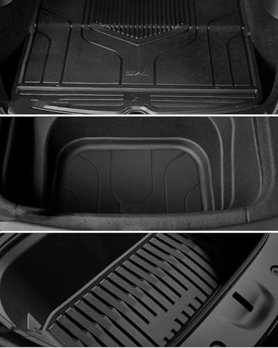 3W Floor Mats for Tesla Model Y 2020-2024 2025(Not Compatible with Con il 2025 Model Y Juniper), TPE Car Mats with Top Carpet and Boot Liner Non-Slip Waterproof