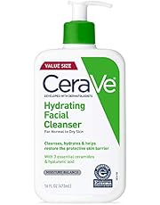 CeraVe Hydrating Facial Cleanser | Moisturizing Non-Foaming Face Wash with Hyaluronic Acid, Ceramides and Glycerin | 16 Fluid Ounce