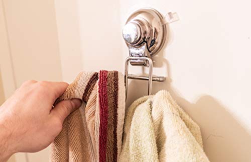 BlueHills Heavy Duty Premium Rust Free Stainless-Steel Suction Cup Wreath Hanger Shower Hooks Loofa Holder Bath & Kitchen Bathroom Organizer for Towels Wash Cloths Bathrobes, Coats & Sponge 3 Pack - Thumbnail 3