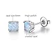 GEMSME 18K White Gold Plated Created white Opal 6mm cushion Stud Earrings for Women