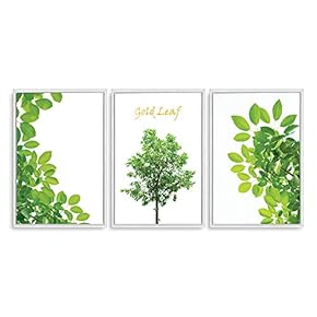 3 Piece Framed Canvas Wall Art for Living Room, Bedroom Green Plants Theme Canvas Prints for Home Decoration Ready to Hang - 16"x24"x3 Panels