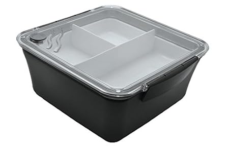 LUNCHBOX 'NAGOYA' Essensbehälter mit 3 Aufteilungen Trennfächern und klappbarer Gabel, BPA-frei geeignet für Mikrowelle und S