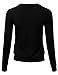Women's Round Neck Lightweight Knit Ribbed Hem Cardigan with Translucent Gem Buttons Black M