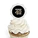 Adult 40th Birthday - Gold - Cupcake Picks with Stickers - Birthday Party Cupcake Toppers - 12 Count