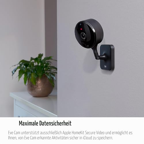 Eve Cam - Smart Indoor Camera, 1080p Resolution, WiFi, 100% Privacy, HomeKit Secure Video, Message on iPhone, Microphone and Speaker, Night Vision, Flexible Installation