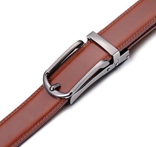 Marino Men's Genuine Leather Ratchet Dress Belt with Open Linxx Buckle, Enclosed in an Elegant Gift Box - Burnt Umber - Style 69 - Custom: Up to 44" Waist