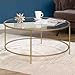 Round International Lux Coffee Table Clear Glass Top and Gold Finish Metal by Sauder