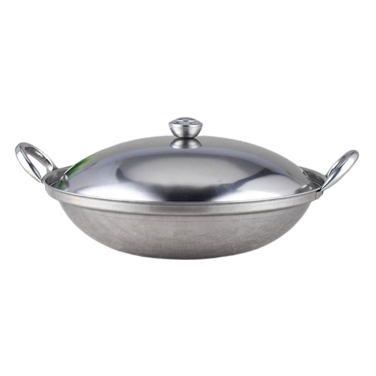 HOMSFOU 1 Set Cover Alcohol Stove hot Pot cooktop Induction Cooking Pot Double Handle Wok Pans nonstick shabu pan Steel Wok pan Chinese Cooking Stainless Steel pots and Pans with Cover