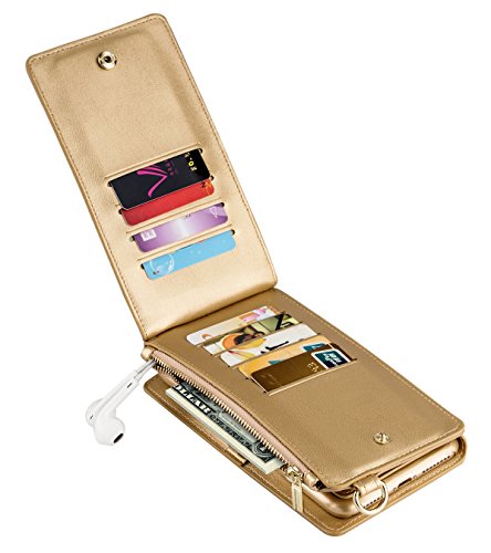 image for iPhone XS Max Case, SINIANL 2 in 1 Leather Zipper Wallet Multi-functio