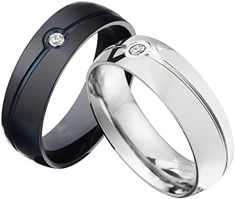 PHD LTD Titanium Twill Diamond Ring Forever Love Promise Wedding Bands Couple Rings Size6-12