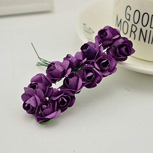 CraftDev Colourful Artificial Mini Rose Paper Calla Flower Bunch : 2 cm : 144 pcs Small Flower (Purple)