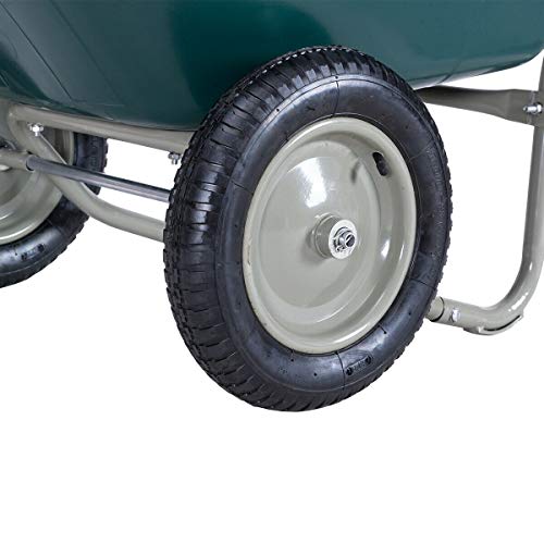 Dual Wheelbarrow Garden Cart Utility Cart Outdoor, Heavy-Duty Steel Frame, Suitable for Patio, Warehouse, and Farm