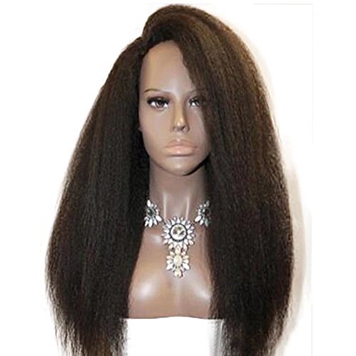 Kinky-Straight-Human-Hair-Wig-Italian-Yaki-Straight-Lace-Front-Human-Hair-Wigs-for-Black-Women-Glueless-Full-Lace-Wigs-with-Baby-Hair-18Inch-Full-Lace-Wig-130-Density-Natural-Color-small-cap