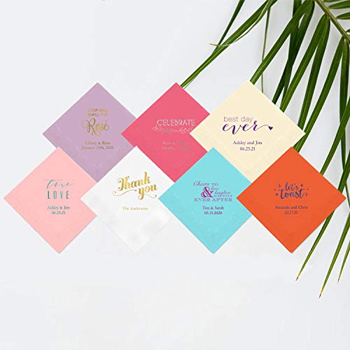 Weddingstar Personalized Printed Paper Napkins 3Ply 50 Pack Cocktail