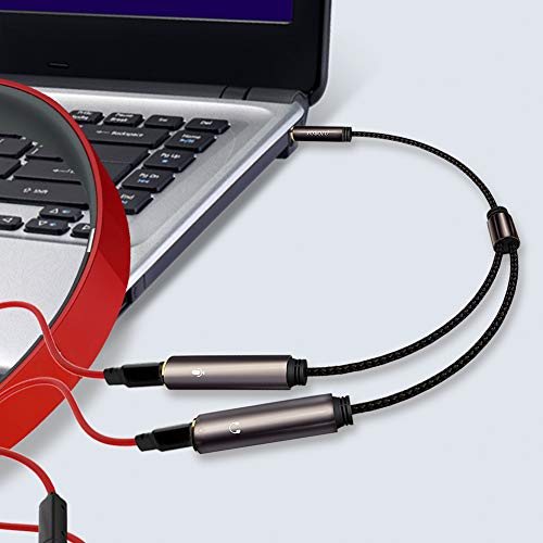Headphone Splitter Adapter, FOBOIU Headset Splitter Separate Headphones and Mic Jack, 3.5mm Splitter Plug Compatible for PS4, Xbox One, Laptops, PC Gaming Headset, Tablet, Smartphone - Thumbnail 4