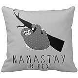Namastay in Bed Sloth Throw Pillow Case 18 x 18 Inches