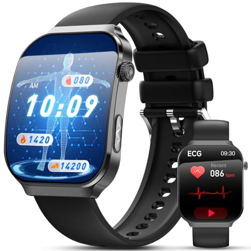 2026 New Smartwatch with ECG/Blood Pressure/Mini Health Check/BMI/Uric Acid, 2.2" 3D Curved Screen Smart Watch with 24H Heart Rate/HRV/SpO2/Sleep Monitor, Android/iOS