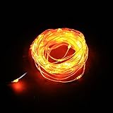 Color Our Life Battery Operated LED String Lights 66 Led's on a Flexible Silver Wire 16.4 Ft 8 Modes with Wireless Remote Control for Christmas, Outdoor, Patio, Garden, Party Decoration (Orange)
