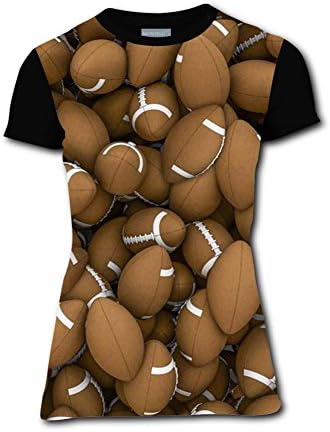 enrgbnhzad 321 Women's Girl's Casual Graphics American Footballs 3D Printed T-Shirts Short Sleeve Tops Tees M