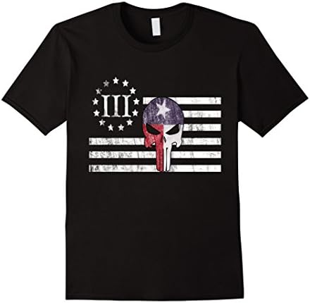 Men's Three Percenter Texas Flag American Flag Oath Keeper Tshirt XL Black