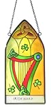 Irish Harp Suncatcher - gothic stained glass window hanging. Irish gift shipped from Ireland.