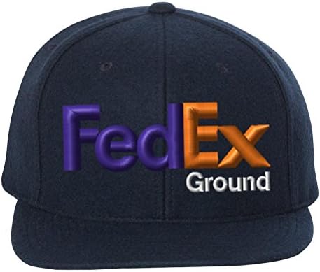 Caprobot iD Custom Embroidered FedEx Ground Purple Orange Wool Snapback Hat Yupoong Classic Melton Adjustable Baseball Cap - Dark Navy Blue