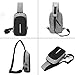 Sling Bag with USB Charging Port & Headphone Hole, Smart Crossbody Bag College School Chest Casual Daypack Travel Shoulder Backpack for Women Men Outdoor Sport Gym Hiking Cycling Day Trip - Gray
