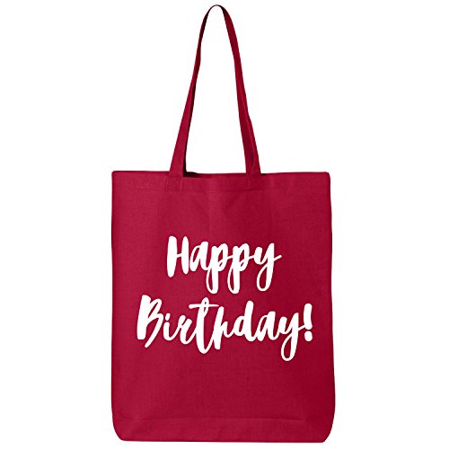 Happy Birthday! Cotton Canvas Tote Bag in Red - One Size