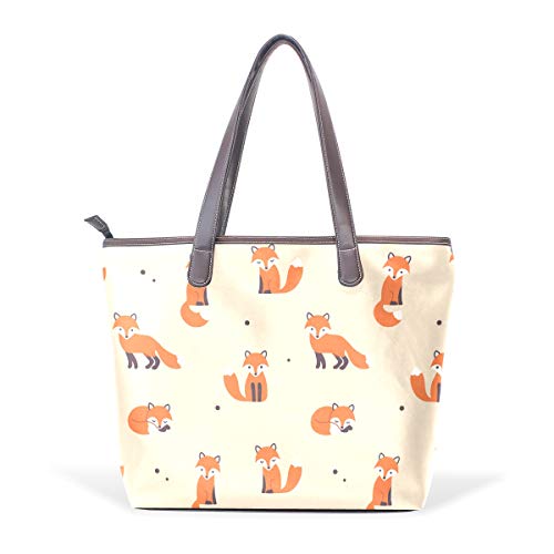 Women's Handbags Cute Animal Fox Seamless Pattern Tote PU Leather
