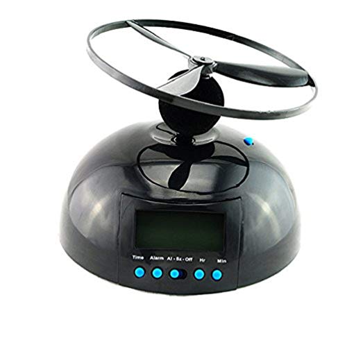 Enshey Flying Alarm Clock Crazy Helicopter Novelty Alarm Clock UFO Propeller Fly LCD Digital Alarm Clock Gadget Run Away Flying Helicopter Chopper Propeller Clock Wake Up Heavy Sleepers, Backlight