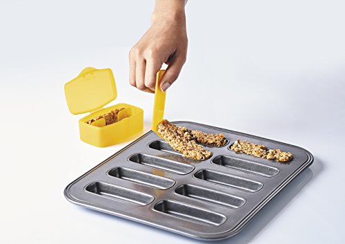 Mastrad Granola Bar Kit - at Home Granola Bar Maker - 10 Bar Tray with Storage Case and Spatula - Make Healthy Cooked or Raw Cereal and Granola Bars - Perfect for Kids and Family