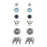Zealmer Women'S Girl'S Assorted Multiple Stud Earring 6 Pair Pack Sets With Card