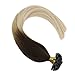 Sunny Hair U Tip Hair Extensions Human Hair Keratin Pre Bonded U Tip Remy Human Hair #4 Dark Brown Ombre to #613 Bleach Blonde Hot Fusion Hair Extensions 50g 1g/s 18inch