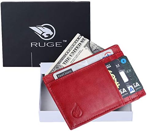 Ruge Front Pocket Minimalist Leather Slim Wallet RFID Blocking Medium Size