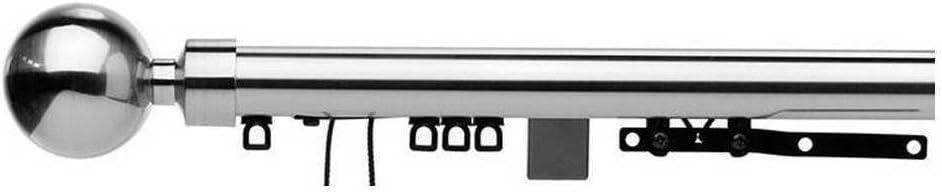 Extendable Corded Curtain Pole Set - 120-213cm Satin Silver colour - 28mm diameter - CLEARANCE