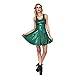 Lesubuy Green Shiny Mermaid Tail Fish Scales Women's Sleeveless Pleated Skater Dress Medium