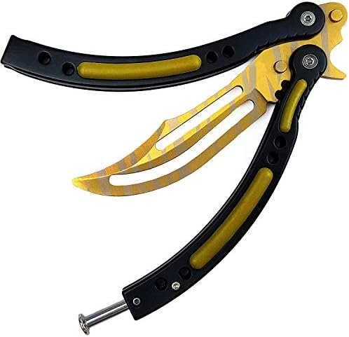 TrueSteel Legal Butterfly-Trainer/Balisong-Trainer in Tiger Tooth-Design Complete Set including Screwdriver, Replacement screws & more
