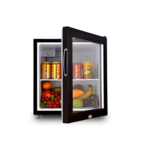 SL&BX Glass door fridge,Household refrigerator food sample cabinet lock single door freezer mini compact refrigerator-black 44.5x46.5x52cm(18x18x20inch)