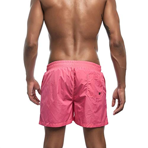 Forthery Men's Beachwear Board Swim Trunks with Mesh Lining Quick Dry Swim Trunks(Pink,M) - Thumbnail 2